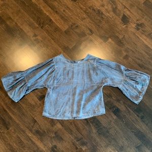 SALE Hollister Long Sleeve with Ruffles Gray Shirt